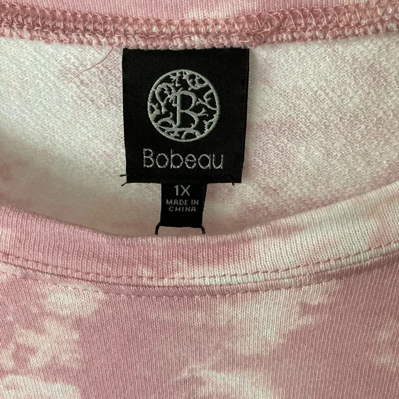 BOBEAU Tie Light Dye Pink “Los Angeles” Pullover Sweatshirt 1X BNWT - Picture 5 of 6